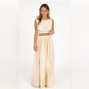 Pleated Maxi Skirt in Cream